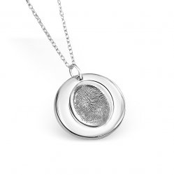Necklace, Silver, Finger Print "Engraved Round".