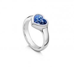 Blue Heart Tribute Ring in Silver