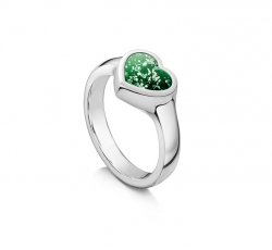 Green Heart Tribute Ring in Silver