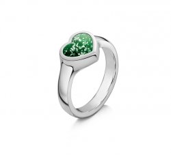 Green Heart Tribute Ring in White Gold
