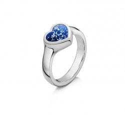 Blue Heart Tribute Ring in White Gold