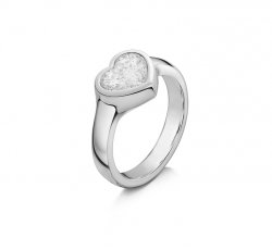 Clear Heart Tribute Ring in White Gold