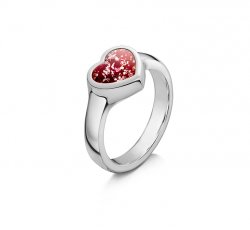 Ruby Heart Tribute Ring in White Gold