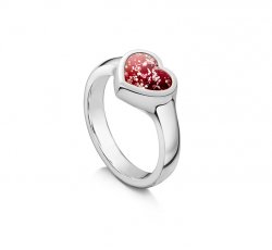Ruby Heart Tribute Ring in Silver
