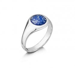 Blue Signet Tribute Ring in Silver