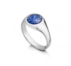 Blue Signet Tribute Ring in White Gold