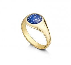 Blue Signet Tribute Ring in Gold