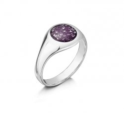 Purple Signet Tribute Ring in Silver
