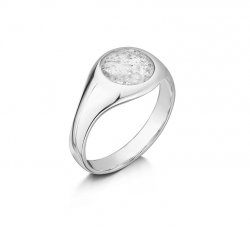 Clear Signet Tribute Ring in Silver