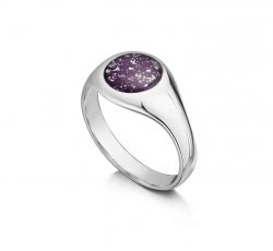 Purple Signet Tribute Ring in White Gold