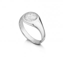 Clear Signet Tribute Ring in White Gold