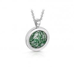 Green Round Pendant in White Gold
