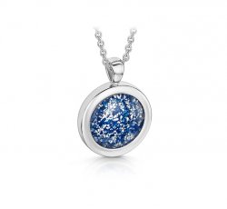 Blue Round Pendant in White Gold