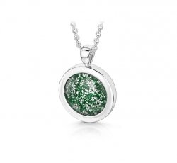 Green Round Pendant in Silver