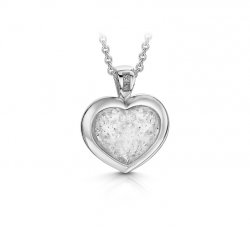 Clear Heart Pendant in White Gold