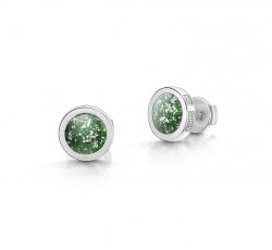 Green Classic Earrings in White Gold