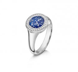 Blue Halo Ring in White Gold