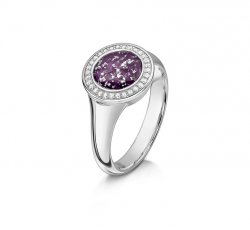 Purple Halo Ring in White Gold