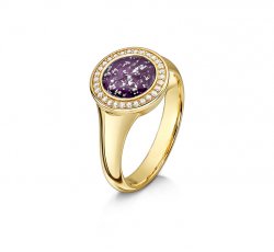 Purple Halo Ring in Gold
