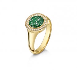 Green Halo Ring in Gold