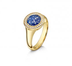 Blue Halo Ring in Gold