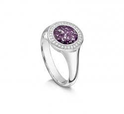 Purple Halo Ring in Silver