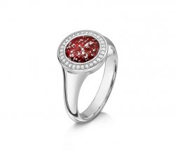Ruby Halo Ring in White Gold