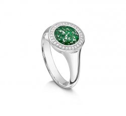 Green Halo Ring in Silver