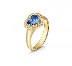 Blue Halo Heart Ring in Gold