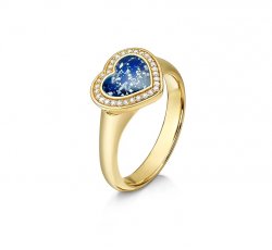 Blue Halo Heart Ring in Gold