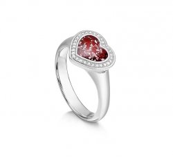 Ruby Halo Heart Ring in Silver