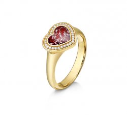 Ruby Halo Heart Ring in Gold