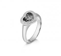 Metal Halo Heart Ring in White Gold