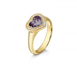 Purple Halo Heart Ring in Gold