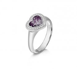Purple Halo Heart Ring in White Gold