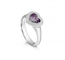 Purple Halo Heart Ring in Silver