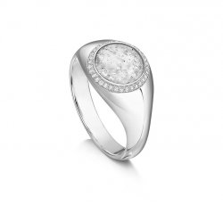 Clear Halo Signet Ring in Silver