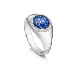 Blue Halo Signet Ring in Silver
