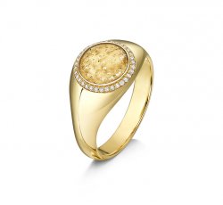 Clear Halo Signet Ring in Gold