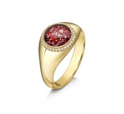 Ruby Halo Signet Ring in Gold