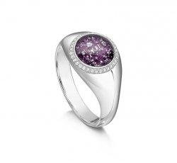 Purple Halo Signet Ring in Silver