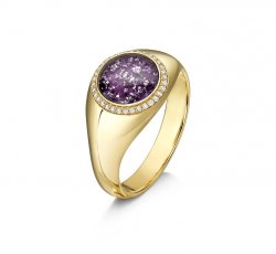 Purple Halo Signet Ring in Gold