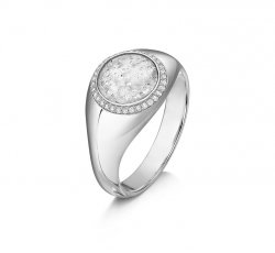 Clear Halo Signet Ring in White Gold