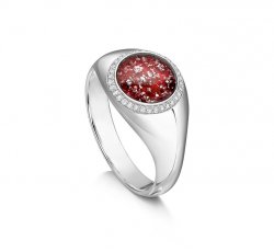 Ruby Halo Signet Ring in Silver
