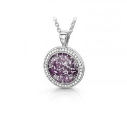 Purple Halo Round Pendant in White Gold