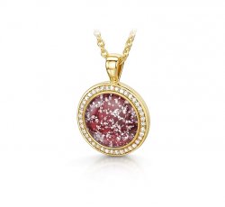 Ruby Halo Round Pendant in Gold