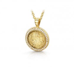 Clear Halo Round Pendant in Gold