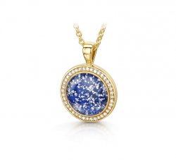 Blue Halo Round Pendant in Gold