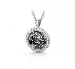 Metal Halo Round Pendant in White Gold