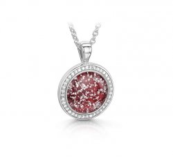 Ruby Halo Round Pendant in Silver